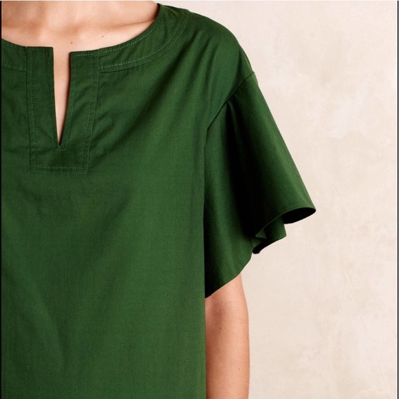 Anthropologie Green Flutter Sleeve Short Dress M - Picture 3 of 8